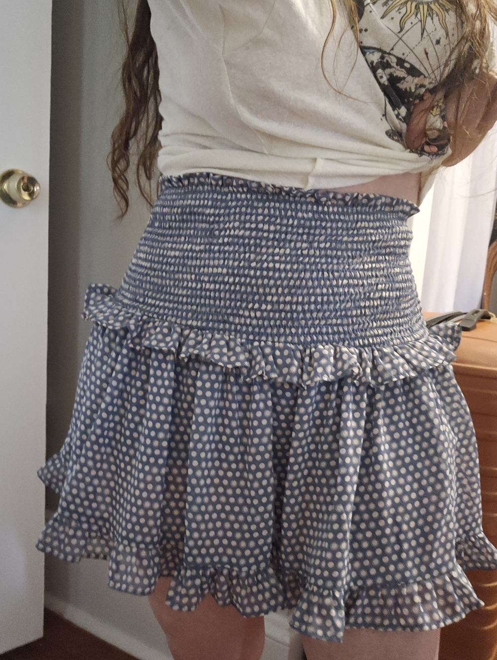 Small * Ruffle Skirt * Blue Polka Dot *Mustard Seed * Short Skort